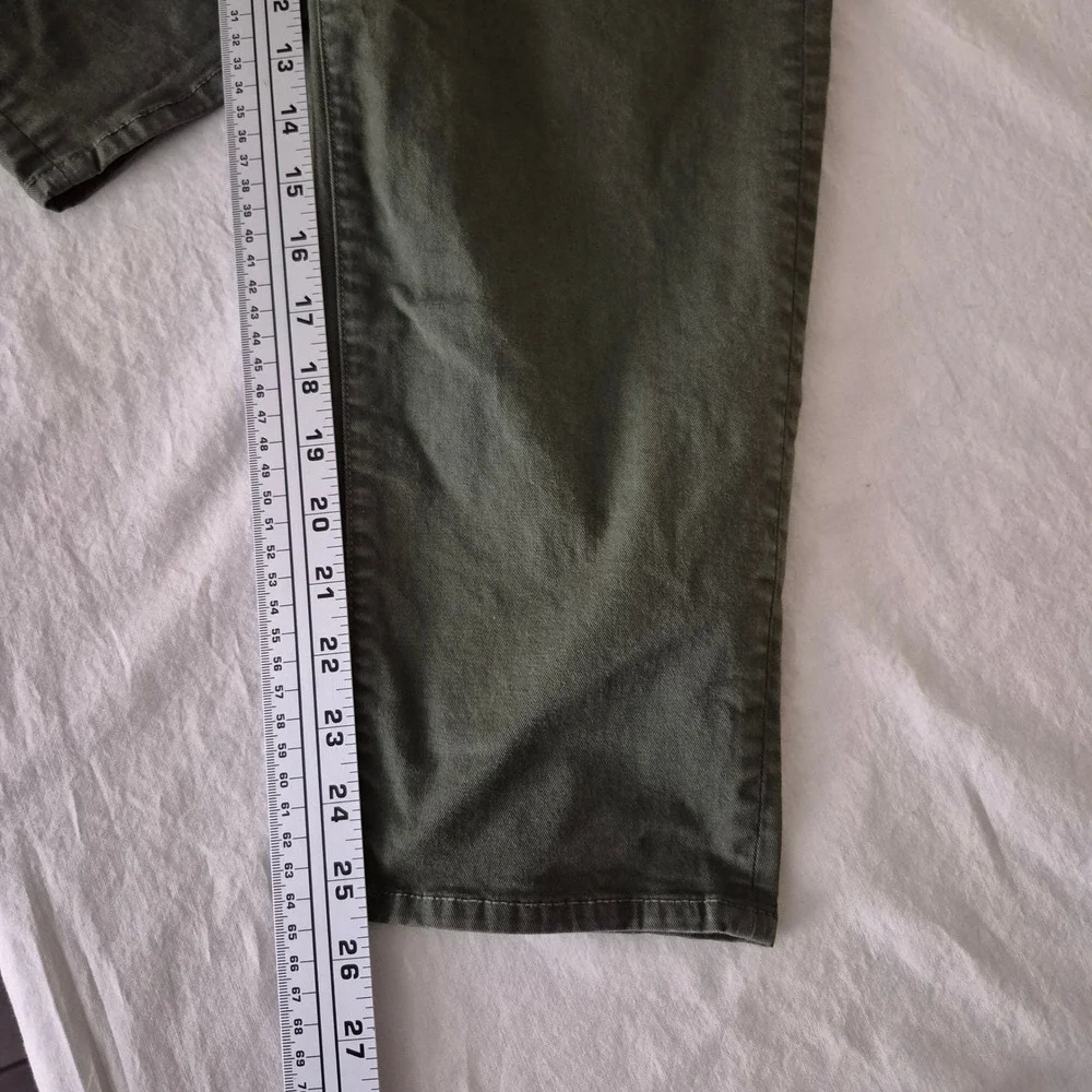Veronica Beard Arya Straight High Rise Pants Army Green Button Fly Size 27/4 - Picture 10 of 11